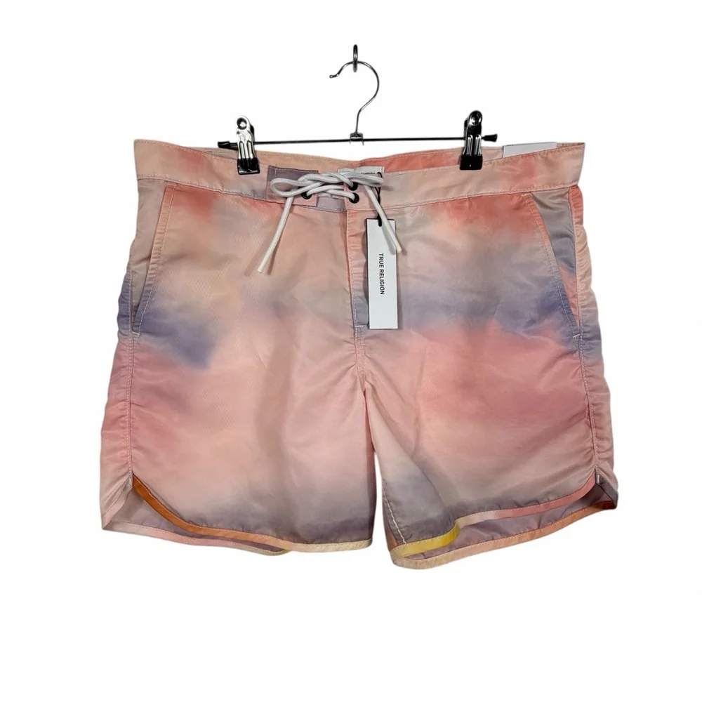 True Religion Pink Tie-Dye Board Shorts Size 33